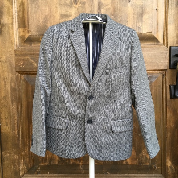 ๐ Boys 8 Herringbone wool dress suit jacket ๐ - Picture 1 of 4